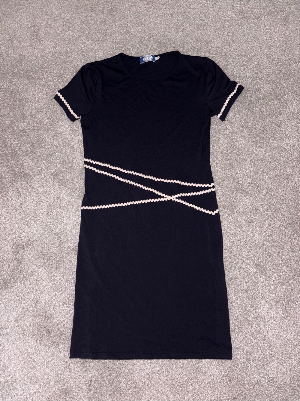Blumarine Black Short-Sleeve Dress with Contrast Trim